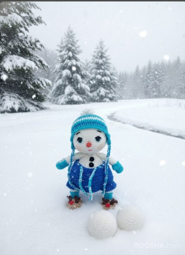 عروسک بافتنی آدم برفی⛄☃️